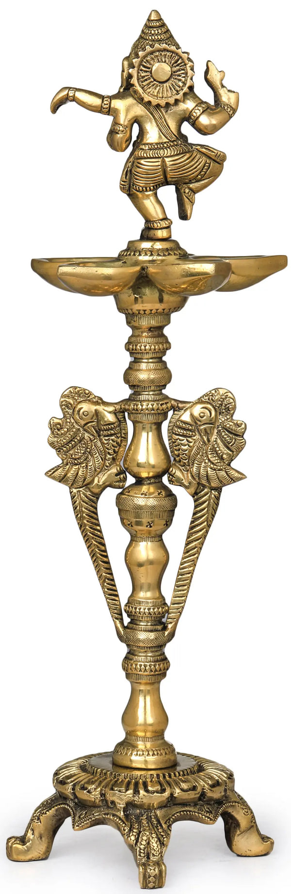 Handmade Brass Ganesha Lamp 12 Inches Study Setting