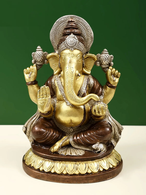 Brass Lord Ganpathi 8 inches. Mandir Setting