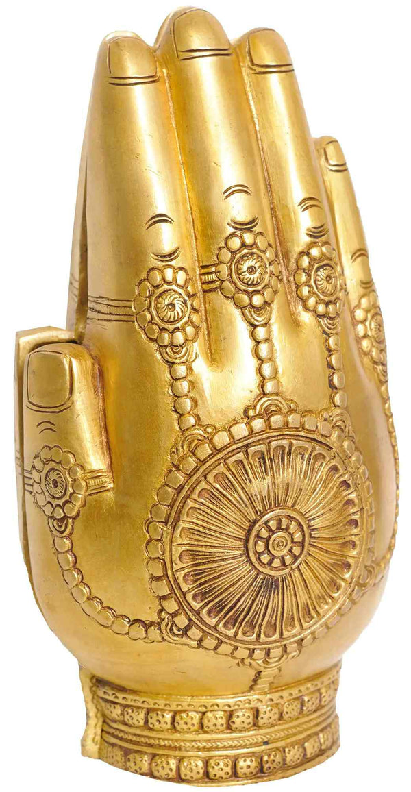 Brass Radha Krishna Statue in Folded Hands Design 8 inches Mandir Setting