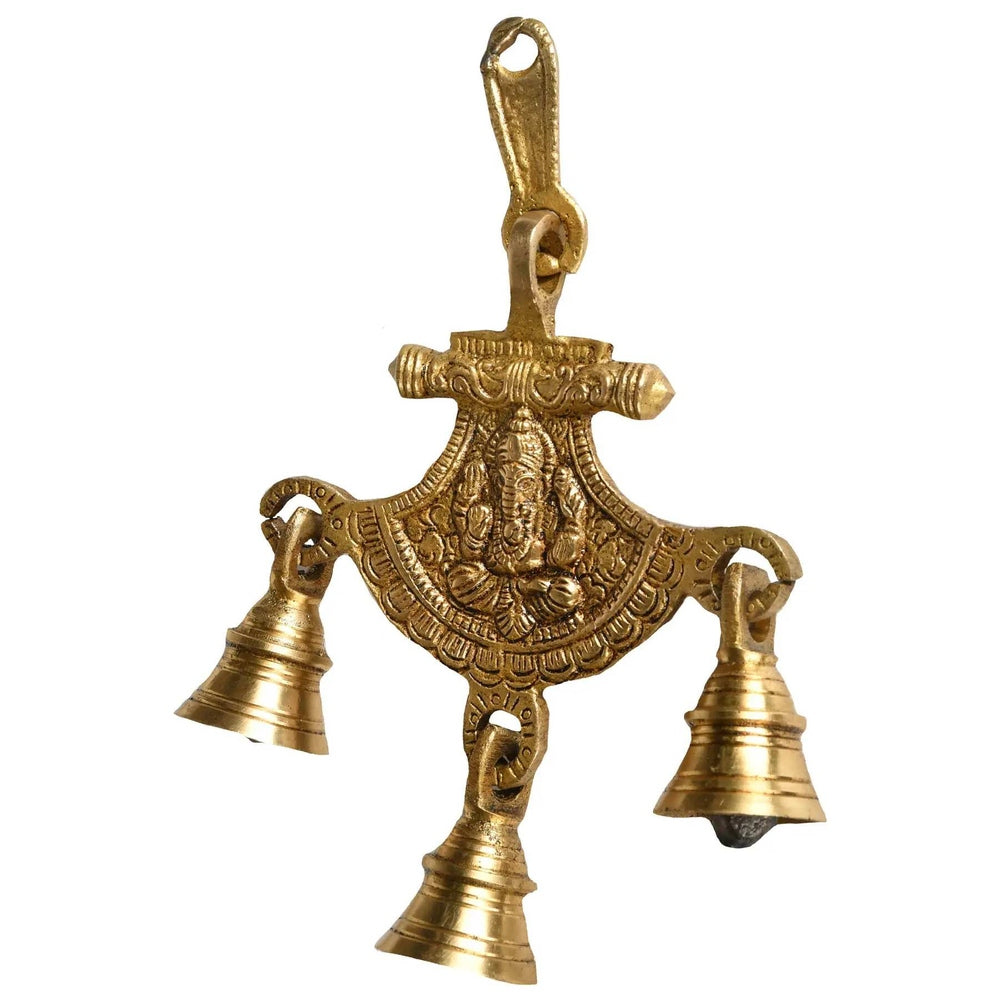 Brass Hanging Bells with Ganesha Design