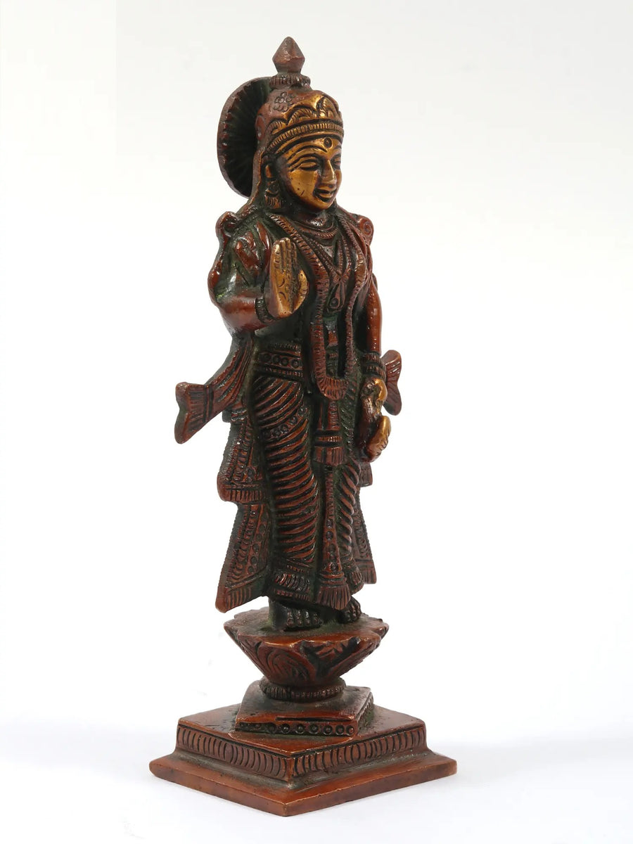 Small Antique Double Chala Black Brass Statue of Radha Ji | 5 inches Craft Detail