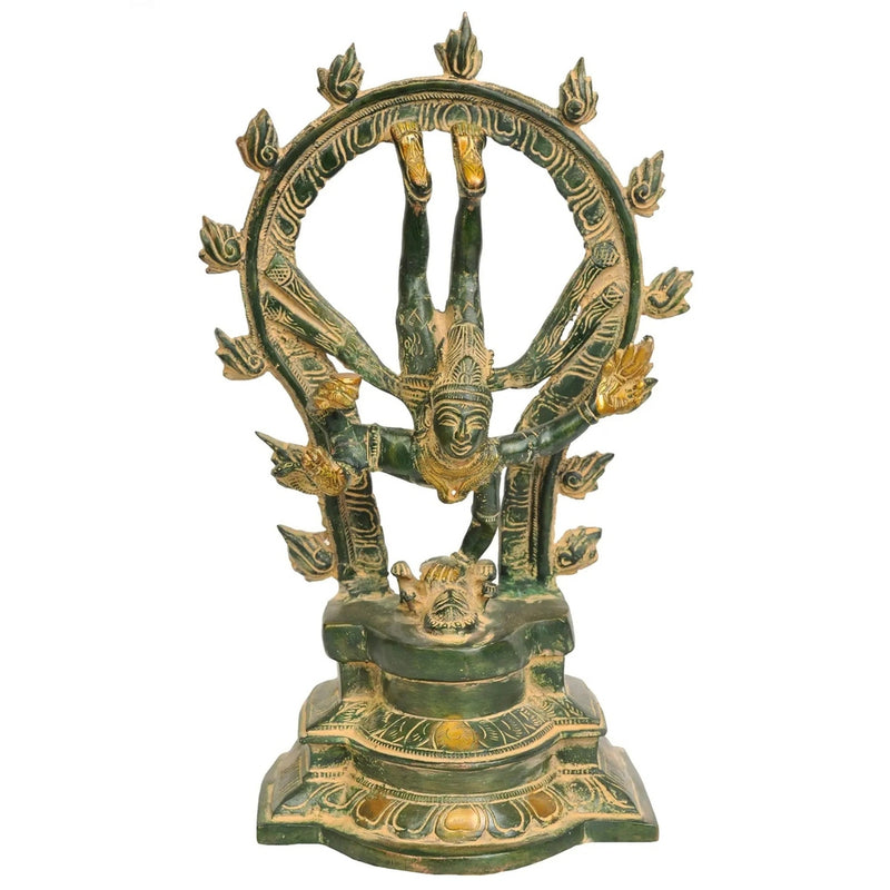 Patina Brass Shiva's Gangavatarana (Nataraja) Sculpture | Handcrafted 12 inches