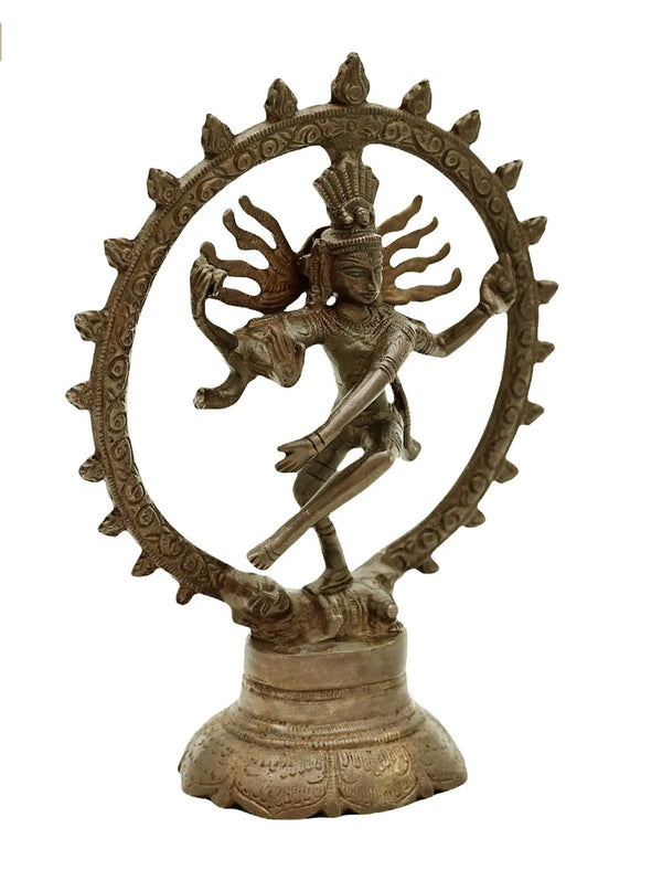 Nataraja Antique Brass Sculpture | Handcrafted Idol 8 inches Entryway Setting