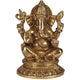Brass Statue of Lord Ganesha Delighting in Modak 8 inches