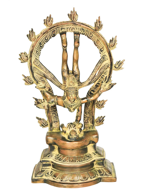 Antique chala Brass Shiva's Gangavatarana (Nataraja) Sculpture | Handcrafted 12 inches Mandir Setting