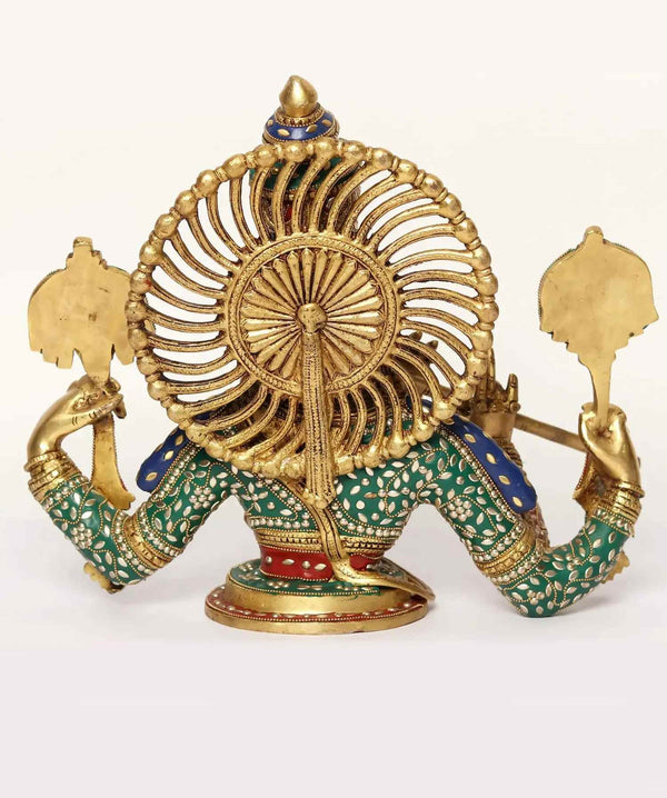 Brass Statue of Chaturbhuja Venugopal (Krishna) Bust 15 Inches Study Setting