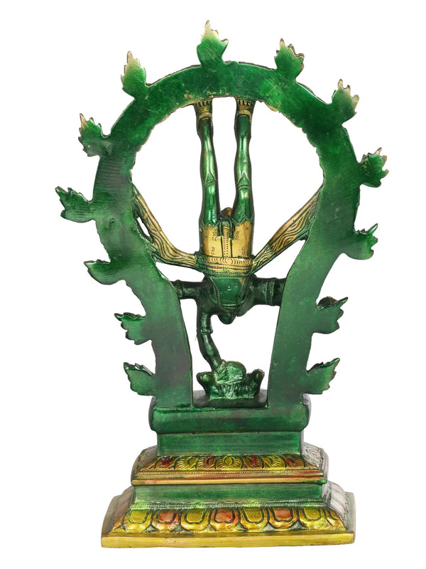 Henna touch Brass Shiva's Gangavatarana (Nataraja) Sculpture | Handcrafted 12 inches Study Setting
