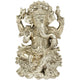 Brass Silver Statue of Ganesha Seated on a Lotus 7 inches