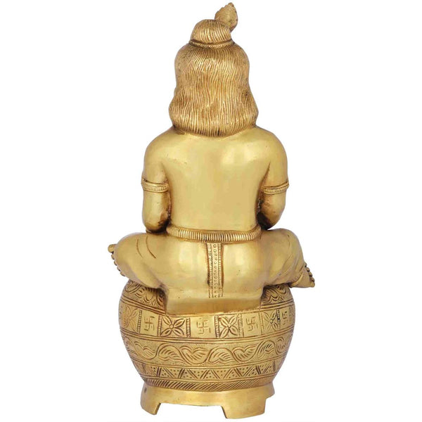 Handmade Brass Statue of Murali Krishna 14 inches Study Setting