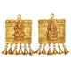Brass Door Hanging with Bells featuring Lakshmi and Ganesha Shubh Labh 10 inches