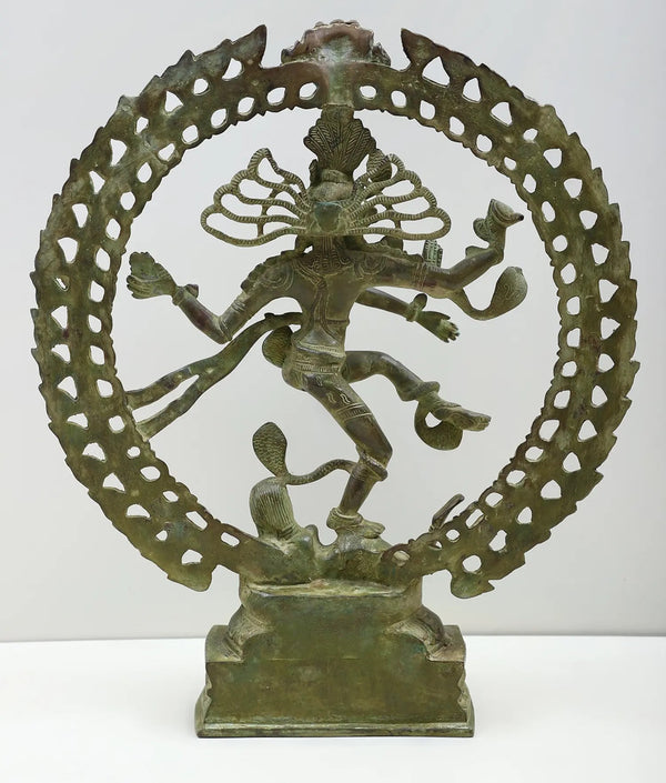 Handmade Brass Antiquated Nataraja Statue 20 Inches Study Setting