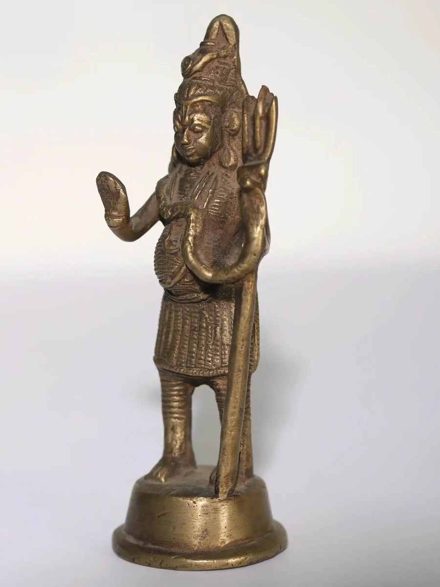 Small Brass Statue of Lord Shiva 4 Inches Craft Detail