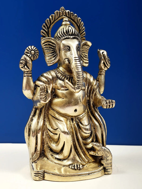 Brass Bhagawan Ganesha in Ashirwad Mudra 7 inches Entryway Setting