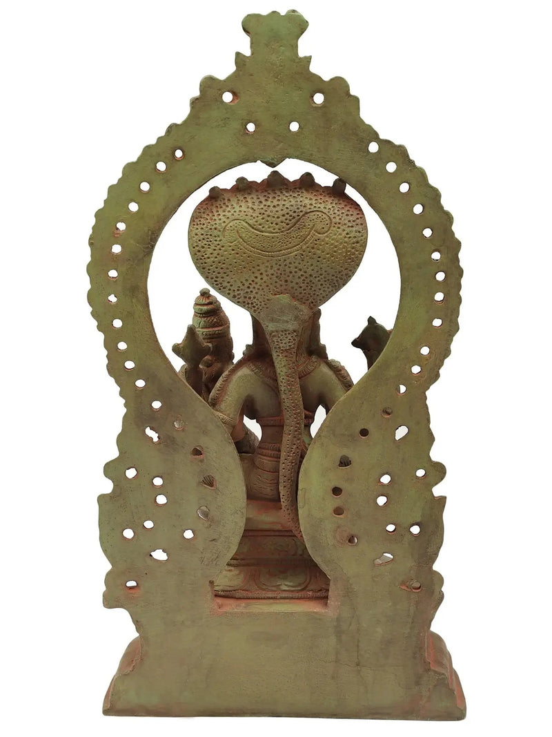 Handmade Antique Brass Statue of Lord Vishnu with Goddess Lakshmi 10 INCHES