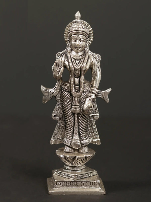 Small Silver Brass Statue of Radha Ji | 5 inches Mandir Setting