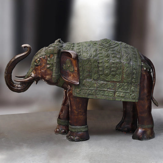 Brass Large Elephant Standing Sculpture (Height :50 Inches)