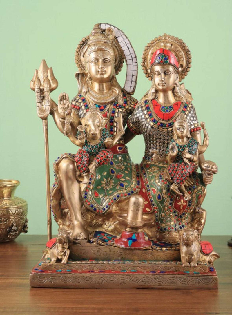 Brass Lord Shiva Family Statue Height 18 Inches