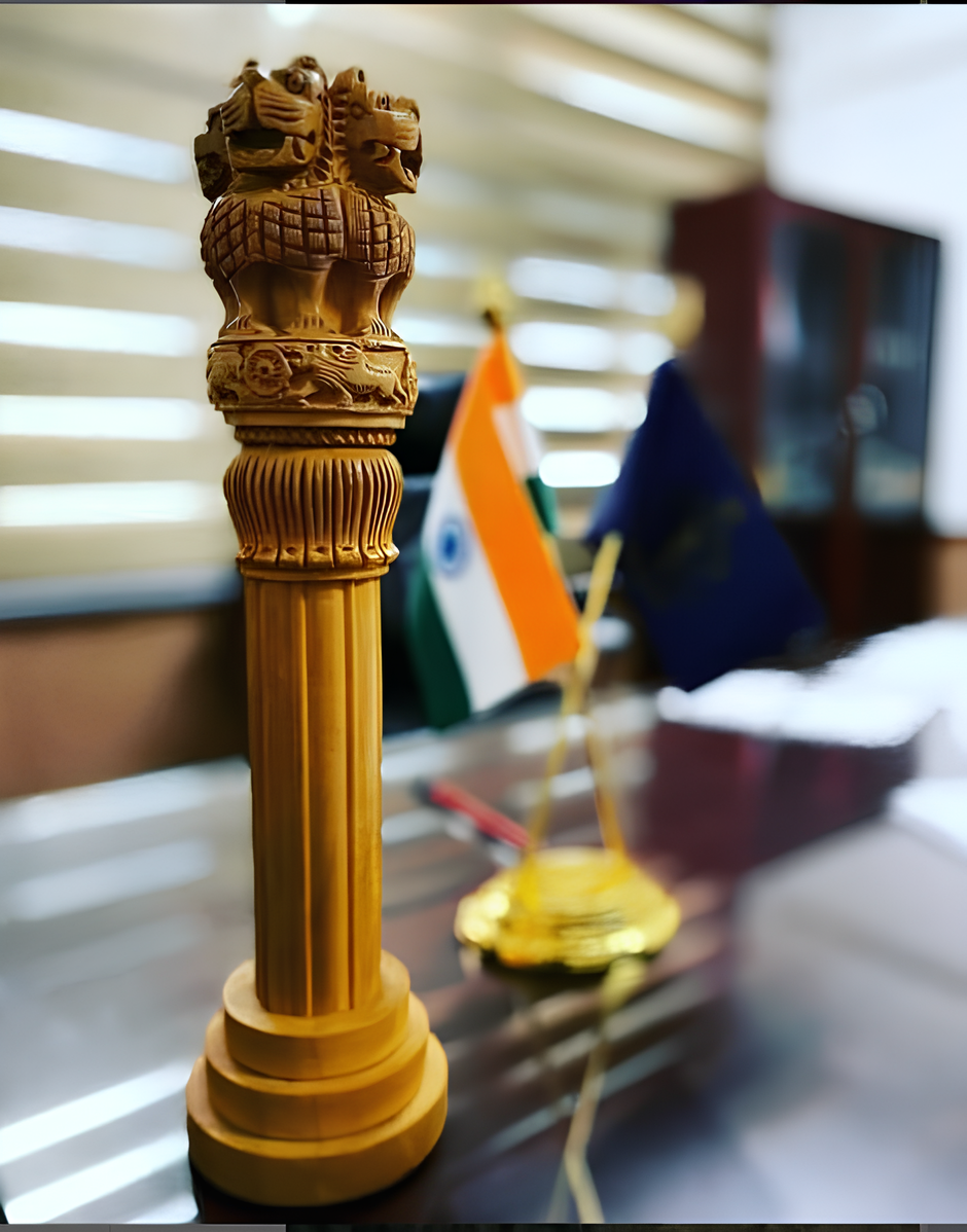 Wooden Ashoka Stambh Emblem Office Decor