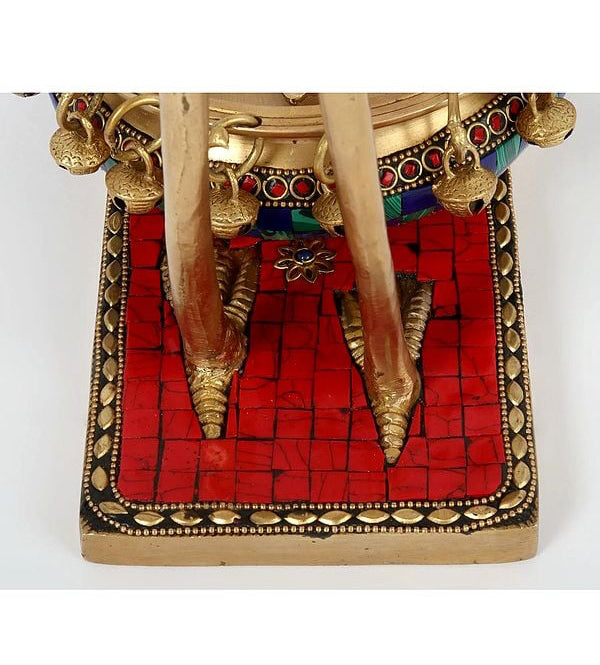 Brass Beautiful Leaning Flamingo With Urli (Height : 12 Inches)
