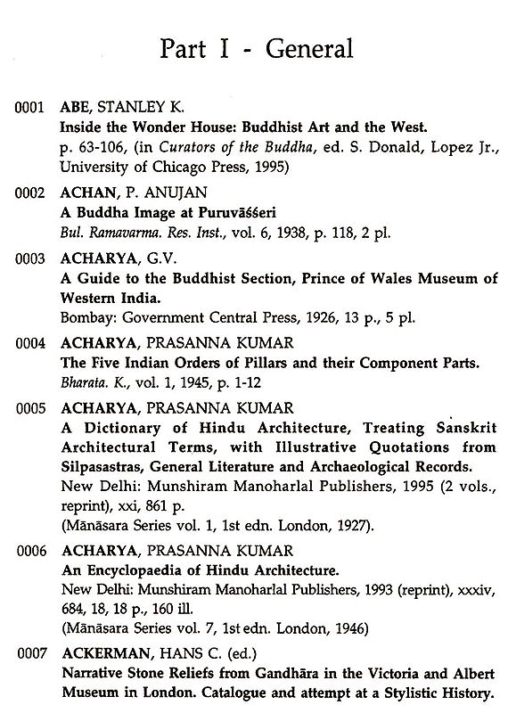 Bibliography on Indian Buddhist Art and Archaeology (General and Classified Under Geographical Sites) Study Setting