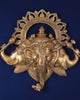 Pure Brass Trimukhi Ganapati Wall Hanging (Height : 17.5 Inches)