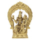 Brass Lord Shiva with Parvati Idol Seated on Kirtimukha Prabhawali Throne (Height: 10 inches)