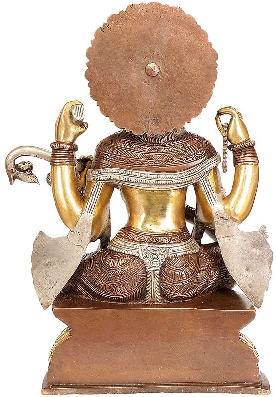 Handmade Brass Statue of Goddess Saraswati - 16 Inches Entryway Setting
