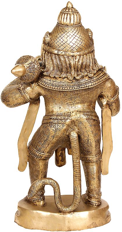 Brass Giant Mighty Hanuman Idol (Height: 36 Inches) Entryway Setting