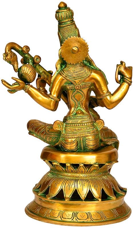 Goddess Saraswati Playing the Veena in Brass 12 Inches Entryway Setting