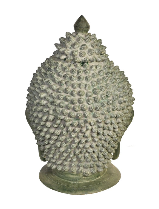 Brass Buddha Head Showpiece (Height: 29 inches)