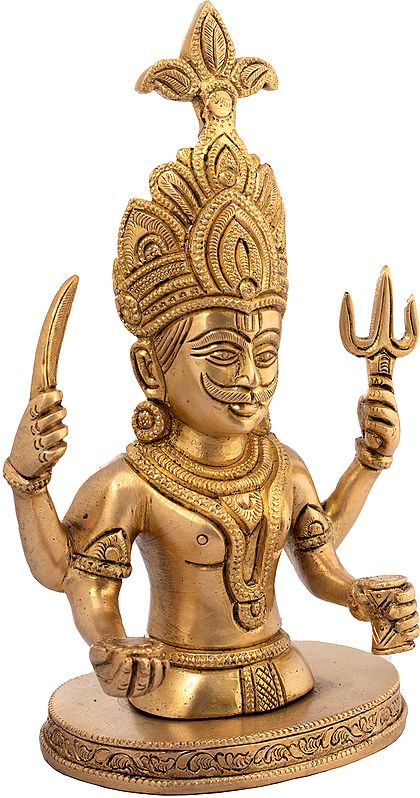 Brass Nakoda Idol (Deity Of The Jains) (Height: 8 inches)