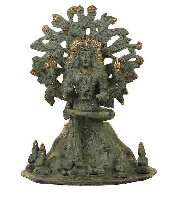 The Magnificence of Dakshinamurti Shiva in Brass | Handmade 12 Inch antique Mandir Setting