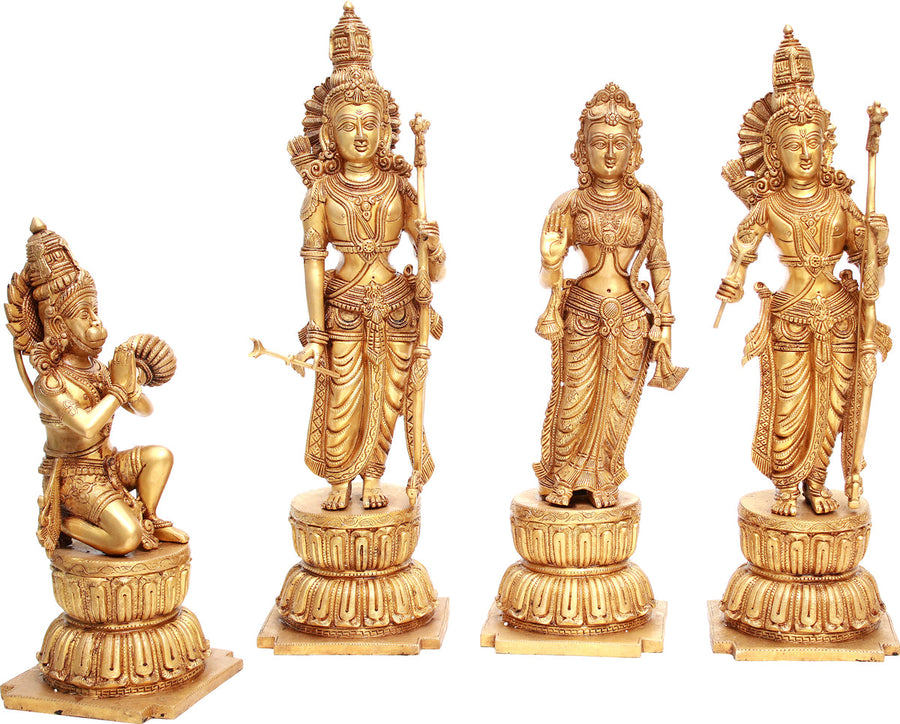 Brass Handmade Rama Darbar Murti (Height: 24 Inches) Craft Detail