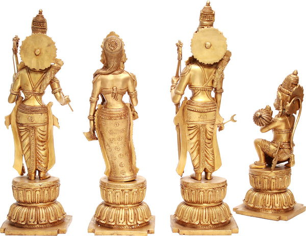 Brass Handmade Rama Darbar Murti (Height: 24 Inches) Study Setting