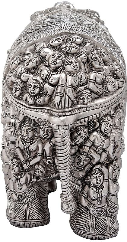 Alluring silver Brass Nari Kunjara Airavata (Elephant) Statue (Height : 11 Inches)