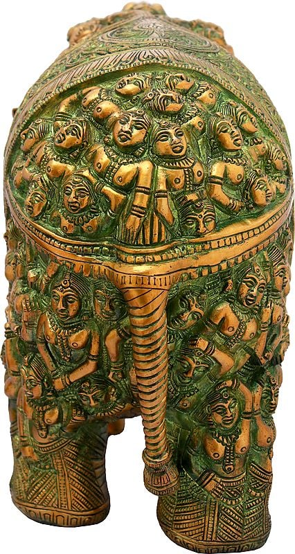 Alluring silver Brass Nari Kunjara Airavata (Elephant) Statue (Height : 12 Inches)