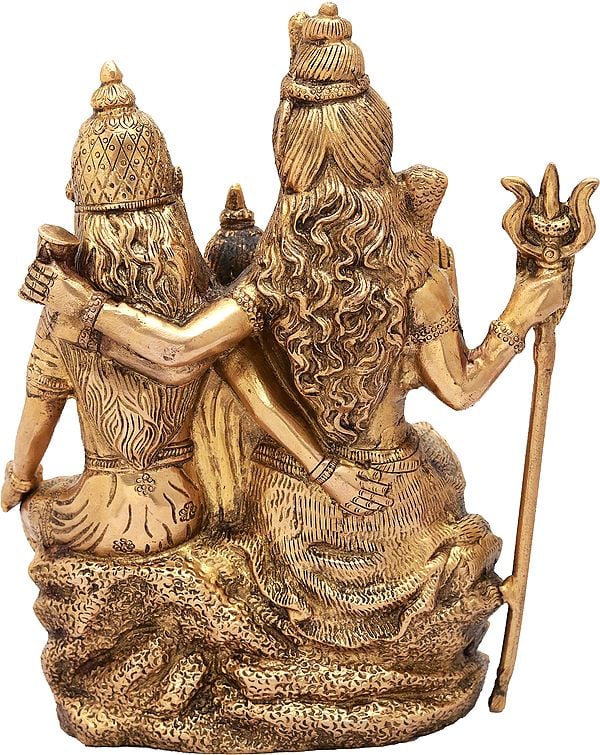 Handmade natural Brass Shiva Family (Shiva Parivar) Idol | 11 Inches Study Setting