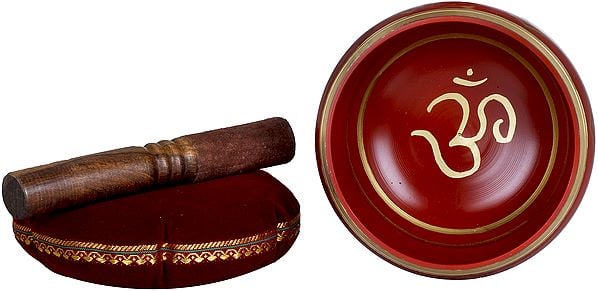 Brass Tibetan Buddhist OM Singing Bowl (Height: 8 cm)