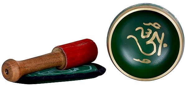 Brass Tibetan Buddhist OM Singing Bowl (Height: 4.5 cm)