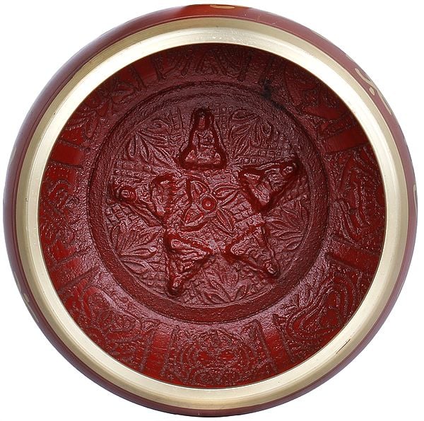 Brass Tibetan Buddhist Five Dhyani Singing Bowl (Height: 5 cm)