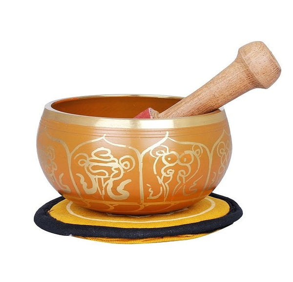 Brass Tibetan Buddhist Auspicious Singing Bowl (Height: 5 cm) Mandir Setting