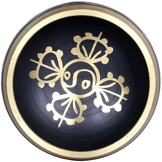 Brass Golden Black Ashtamangala Singing Bowl (Height:6 cm)