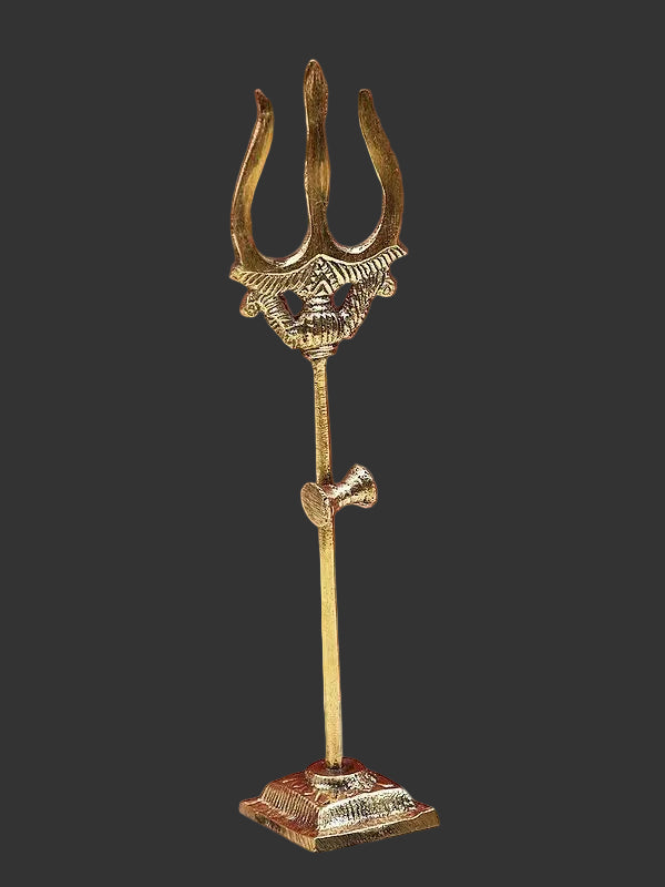 Brass Small Trishul (Height: 10.5 Inches) Study Setting