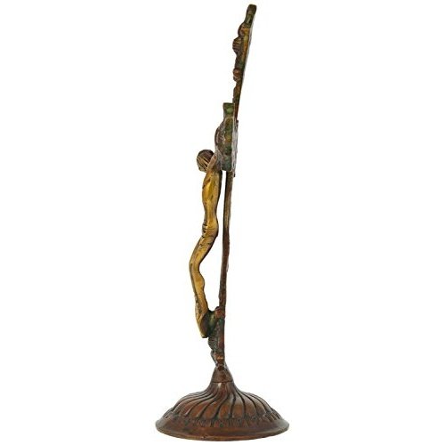 Brass Lord Jesus Christ on Cross Idol (19 x 10 x 29 cm) Entryway Setting