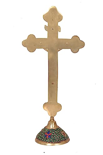 Brass Jesus Christ On Cross Statue (Height : 16 inches) Entryway Setting