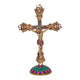 Brass Jesus on Cross Statue (Height - 11.5 inches) (Red)