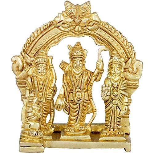 Brass Ram Darbar Art Statue (Height : 4.2 Inches) Mandir Setting