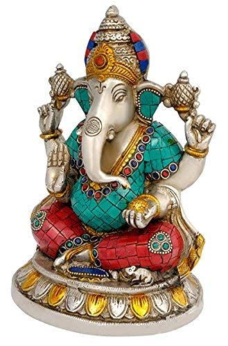 Brass Lakshmi Ganesha Idol (Height 8 Inches)