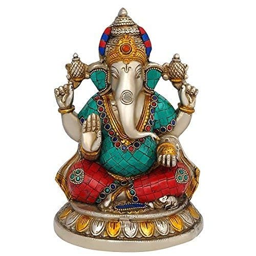 Brass Lakshmi Ganesha Idol (Height 8 Inches)