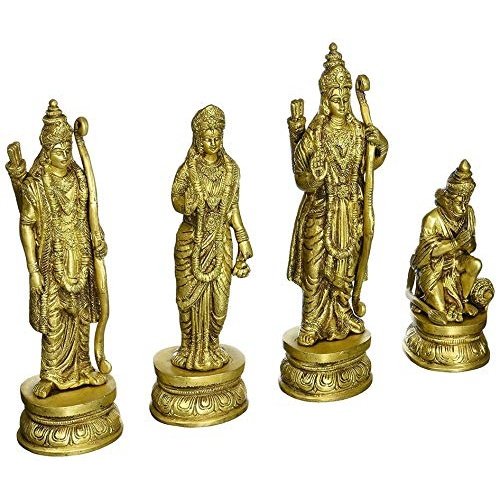 Brass Ram Darbar Showpiece Figurine - (Height 9") Mandir Setting